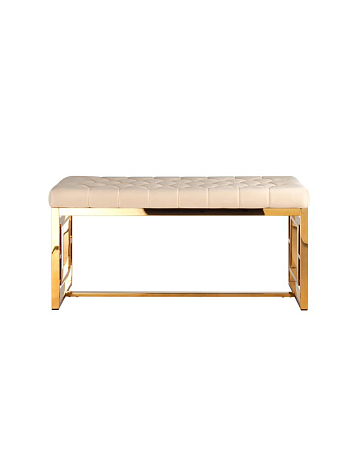 Банкетка-скамейка БРУКЛИН вельвет бежевый сталь золото Банкетка-скамейка БРУКЛИН вельвет бежевый сталь золото